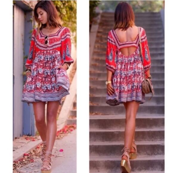 Free People Midsummer Dream Dress Red Open Back Small - Picture 9 of 14